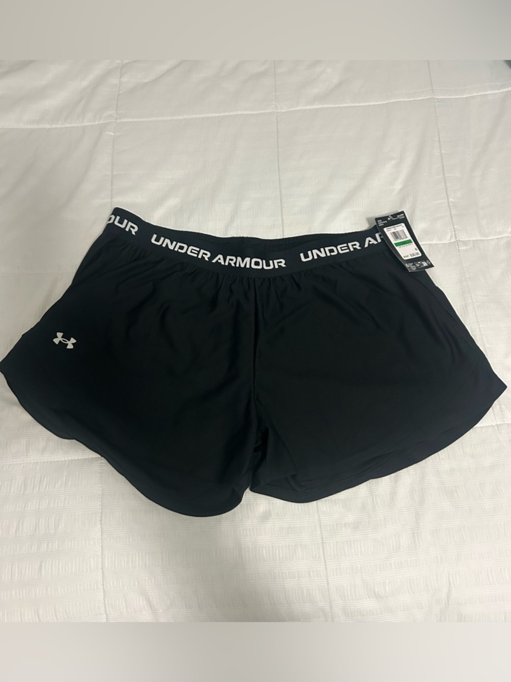 NWT Under Armour Black Women's Athletic Shorts with Branded Waistband